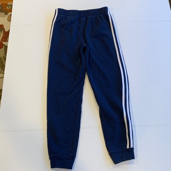 Adidas Boys Large 14/16 Blue Joggers Sweatpants with White Stripes - Picture 6 of 6